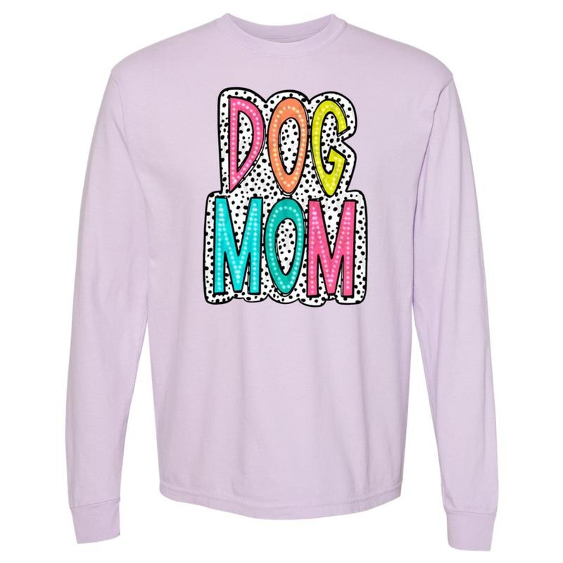 DOG MOM Neon Spotted LONG SLEEVE Comfort Colors T-Shirts, Hoodie, Sweatshirt - T-Shirt, Sweatshirt, Hoodie