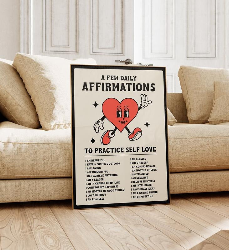 Daily Affirmations Print Self Love Print Self Care Wall Print Positivity Print Y2k Illustration Dorm Room Art Poster Prints No Frame Her Him Wall Art Wall Posters Xmas Artwork Landscape T-Shirts, Hoodie, Sweatshirt - T-Shirt, Sweatshirt, Hoodie