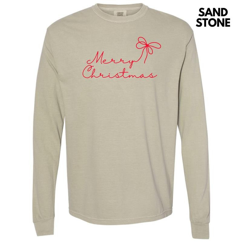 Dainty Script Red Merry Long Sleeve Comfort Colors 'NLB' T-Shirts, Hoodie, Sweatshirt - T-Shirt, Sweatshirt, Hoodie