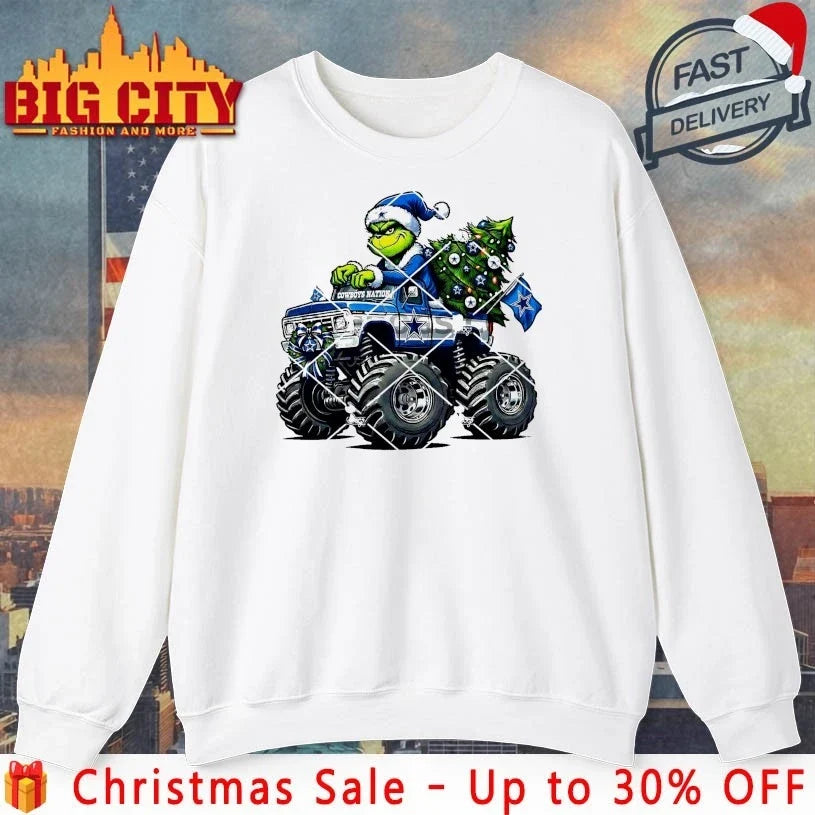 Dallas Cowboys Grinch Christmas Monster Truck shirt Unisex T-shirt, Sweatshirt, Hoodie, Long Sleeve Tee - T-Shirt, Sweatshirt, Hoodie