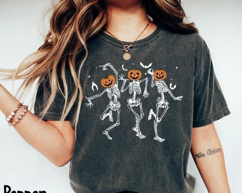 Dancing Skeleton Pumpkin Retro Halloween Shirt Spooky Season Pumpkin T-Shirts, Hoodie, Sweatshirt - T-Shirt, Sweatshirt, Hoodie