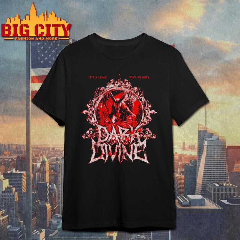 Dark Divine Merch Krampus Tee Its A Long Way to Hell Shirt Unisex T-shirt, Sweatshirt, Hoodie, Long Sleeve Tee - T-Shirt, Sweatshirt, Hoodie