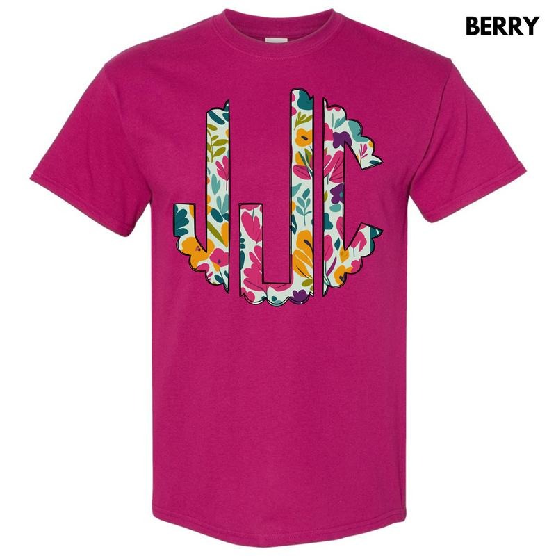 Dark Floral Monogram Gildan Short Sleeve 'NLB' T-Shirts, Hoodie, Sweatshirt - T-Shirt, Sweatshirt, Hoodie