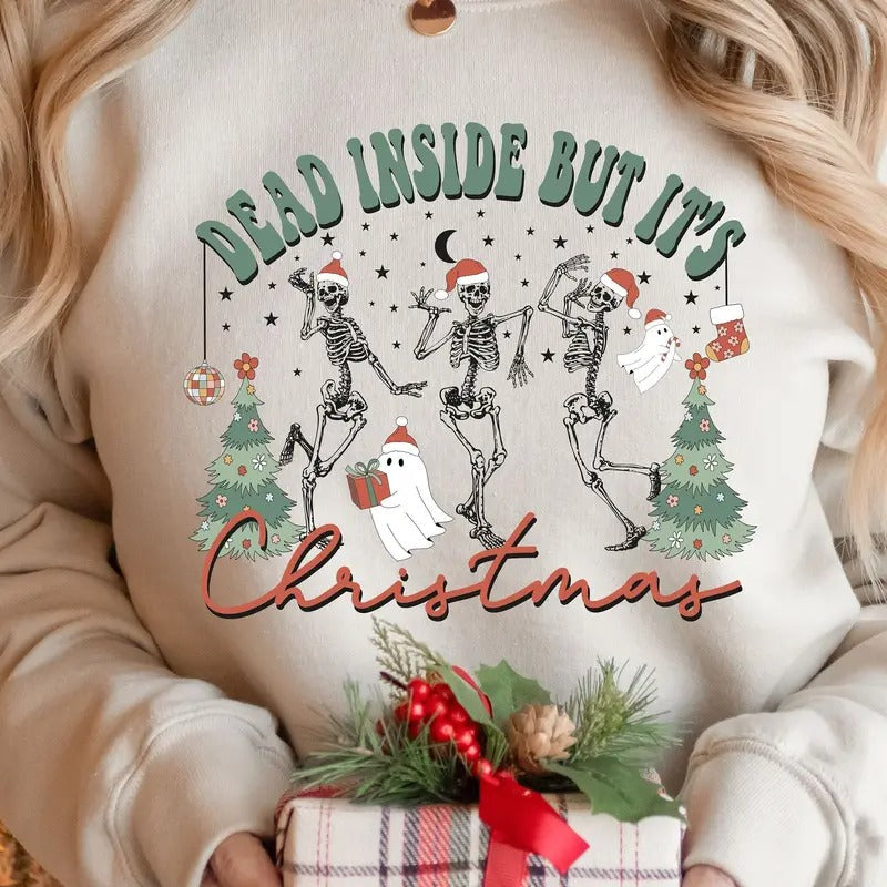 Dead Inside But 'S Png Sublimation Digital Download Skeleton Png Holidays Png Santa Claus Png Funny Png File T-Shirts, Hoodie, Sweatshirt - T-Shirt, Sweatshirt, Hoodie