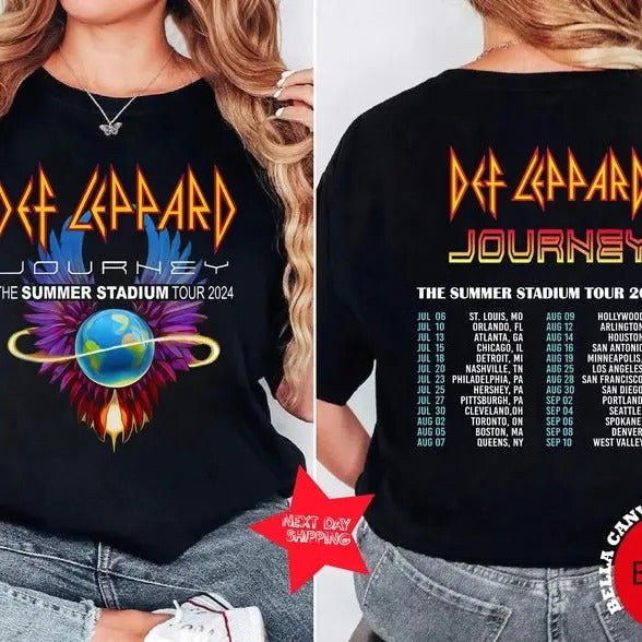 Deff Leoppard Journey Summer Stadium Tour 2024 Journey Tour Shirt Def Shirt Rock Music Def Leeoppard Journey Fan Cotton Top T-Shirts, Hoodie, Sweatshirt - T-Shirt, Sweatshirt, Hoodie