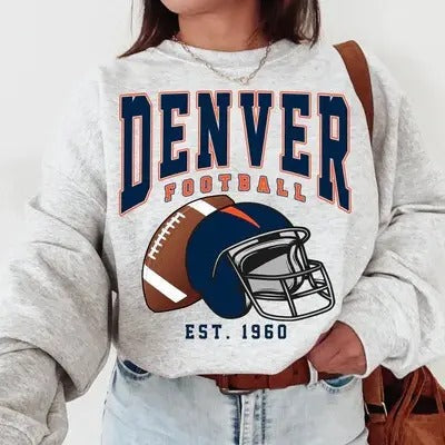 Denver Football Vintage Denver Football Fan Denver Cotton Fit T-Shirts, Hoodie, Sweatshirt - T-Shirt, Sweatshirt, Hoodie