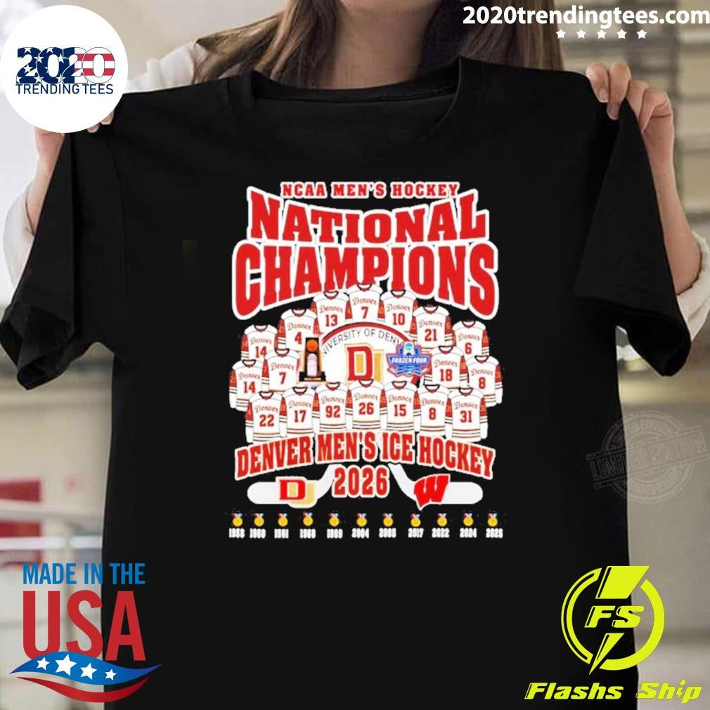 Denver Pioneers 2026 Ncaa Mens Ice Hockey National Champions Jersey Shirt Unisex T-shirt, Sweatshirt, Hoodie, Long Sleeve Tee - T-Shirt, Sweatshirt, Hoodie