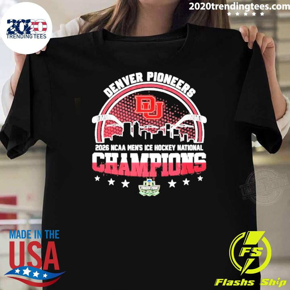 Denver Pioneers Mens Ice Hockey National Champions 26 City Skyline Shirt Unisex T-shirt, Sweatshirt, Hoodie, Long Sleeve Tee - T-Shirt, Sweatshirt, Hoodie