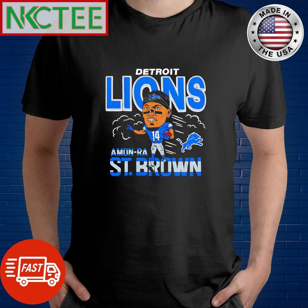 Detroit Lions Amon-Ra St. Brown caricature shirt Unisex T-shirt, Sweatshirt, Hoodie, Long Sleeve Tee - T-Shirt, Sweatshirt, Hoodie