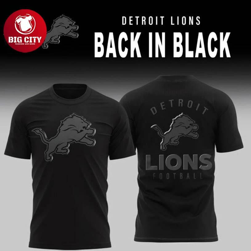 Detroit Lions Back In Black 2025 Two Sided Shirt Unisex T-shirt, Sweatshirt, Hoodie, Long Sleeve Tee - T-Shirt, Sweatshirt, Hoodie