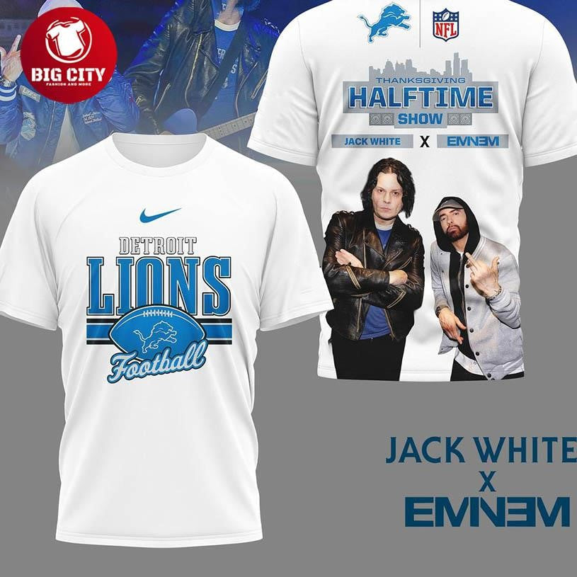 Detroit Lions Jack White x Eminem Thanksgiving Halftime Show Two Sided Shirt Unisex T-shirt, Sweatshirt, Hoodie, Long Sleeve Tee - T-Shirt, Sweatshirt, Hoodie