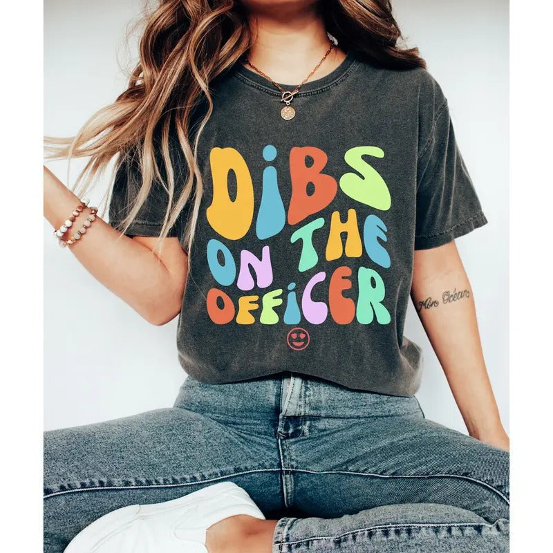 Dibs Officer Shirt Police Wife Shirt Police Officer Cop Wife Shirt Back Blue Shirt Police Girlfriend Thin Blue T-Shirts, Hoodie, Sweatshirt - T-Shirt, Sweatshirt, Hoodie