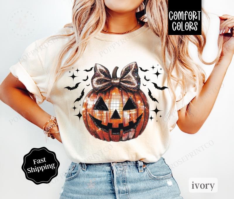 Disco Ball Pumpkin Shirt Comfort Colors Fall October Shirt T-Shirts, Hoodie, Sweatshirt - T-Shirt, Sweatshirt, Hoodie