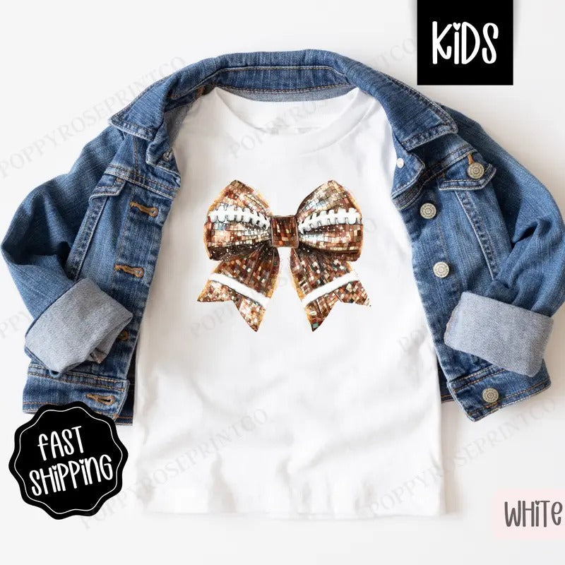 Disco Football Bow Shirt Football Children'S Cute Gildan T-Shirts, Hoodie, Sweatshirt - T-Shirt, Sweatshirt, Hoodie