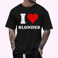 Distressed I Heart Blondes I Love Blondes Regular Fit Letter Round Neck Casual Short Sleeve Crew Neck Shirt Summer Top Daily T-Shirts, Hoodie, Sweatshirt - T-Shirt, Sweatshirt, Hoodie