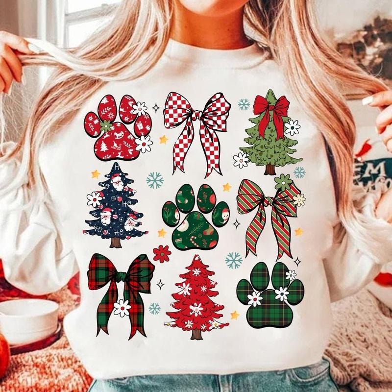 Dog Mama Coquette Merry Woofmas Bow Dog Lover Checkered Cotton T-Shirts, Hoodie, Sweatshirt - T-Shirt, Sweatshirt, Hoodie