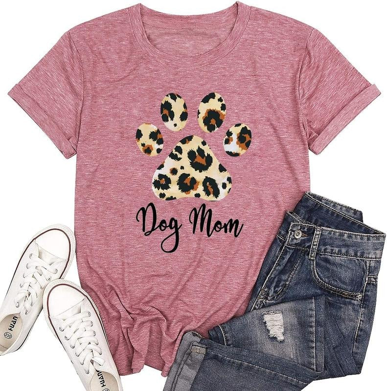 Dog Mom Funny Leopard Print Dog Mama Cute Dog Lover Letter Print Comfort Top T-Shirts, Hoodie, Sweatshirt - T-Shirt, Sweatshirt, Hoodie
