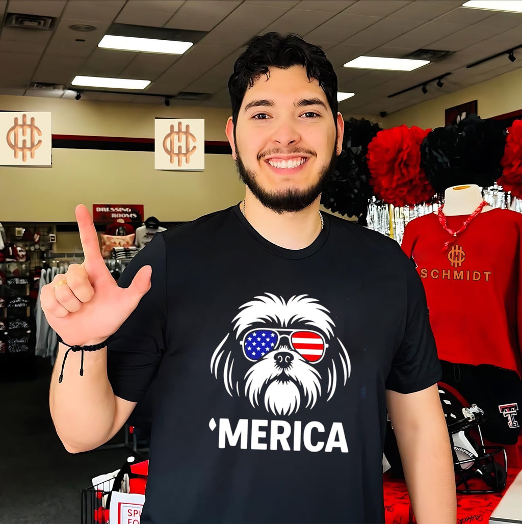 Dog wearing American flag sunglasses graphic shirt Unisex T-shirt, Sweatshirt, Hoodie, Long Sleeve Tee - T-Shirt, Sweatshirt, Hoodie