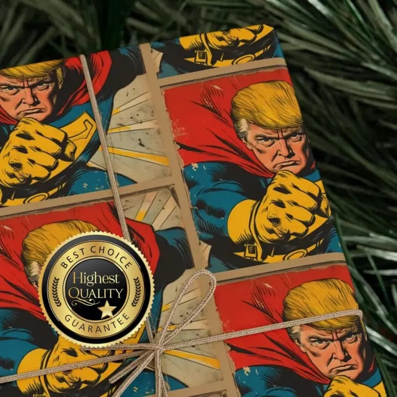 Donald Trump Wrapping Paper Super Hero Trump Wrap MAGA Paper Paper Trump Fans' Presents Present T-Shirts, Hoodie, Sweatshirt - T-Shirt, Sweatshirt, Hoodie