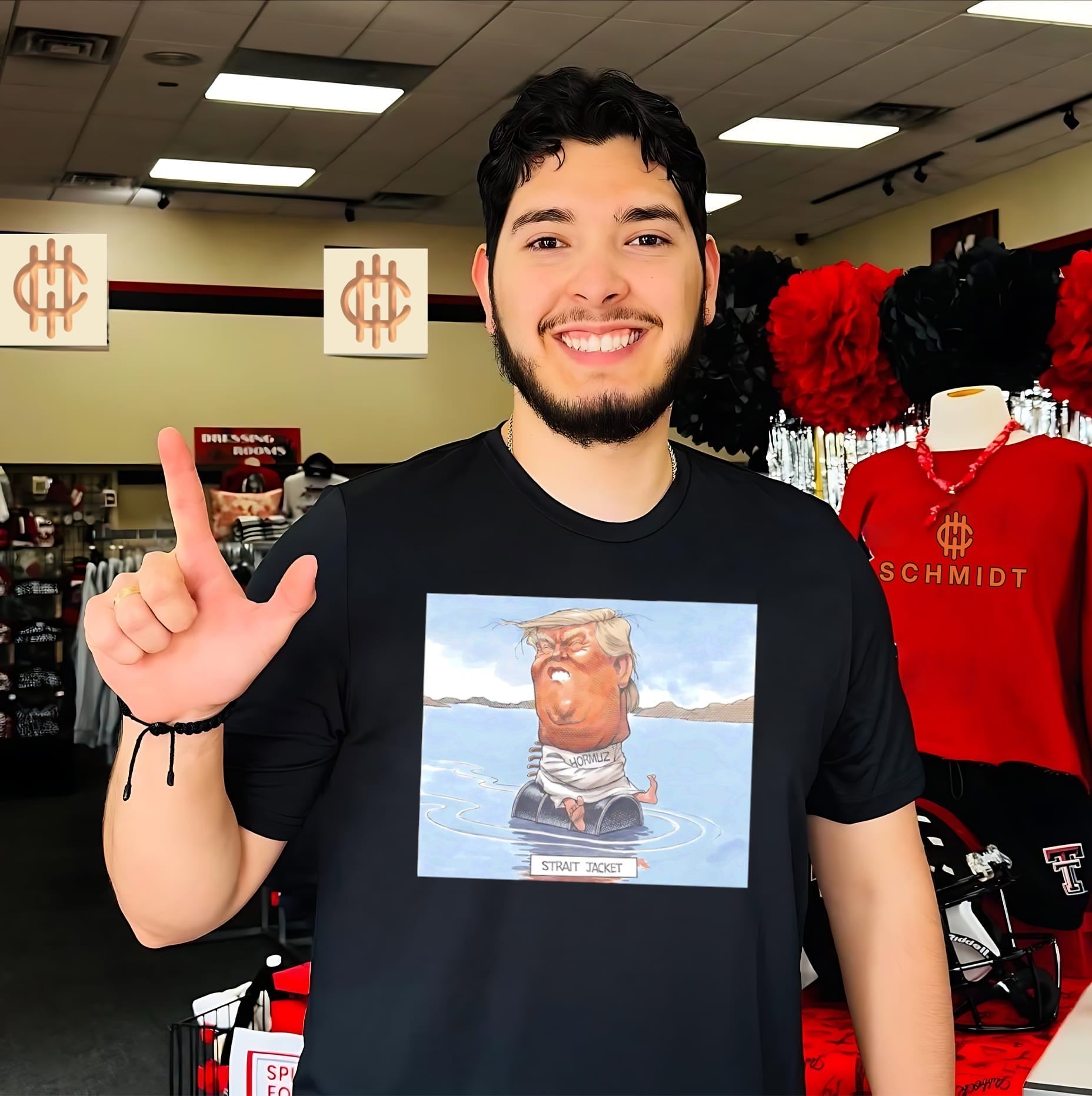 Donald Trump and the Strait of Hormuz caricature shirt Unisex T-shirt, Sweatshirt, Hoodie, Long Sleeve Tee - T-Shirt, Sweatshirt, Hoodie