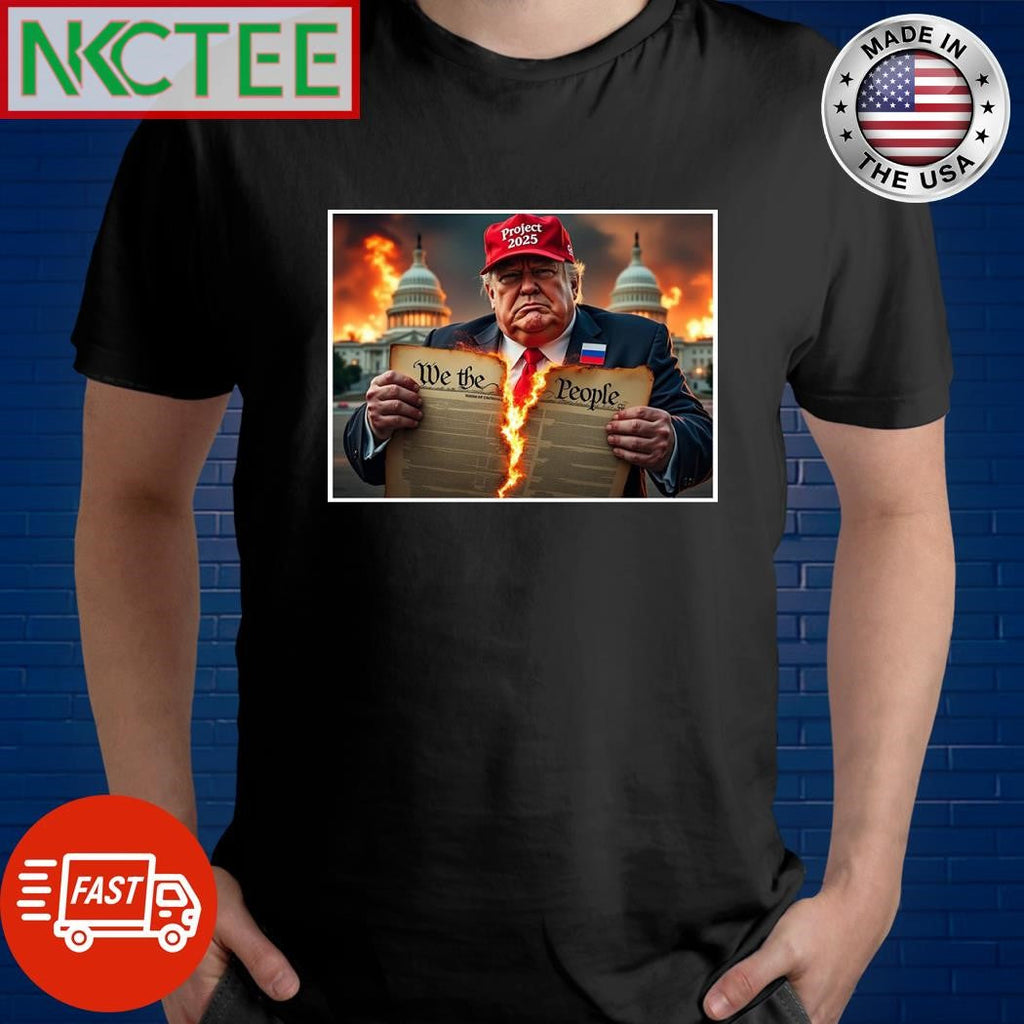 Donald Trump wear Project 2025 hat burn We The People shirt Unisex T-shirt, Sweatshirt, Hoodie, Long Sleeve Tee - T-Shirt, Sweatshirt, Hoodie