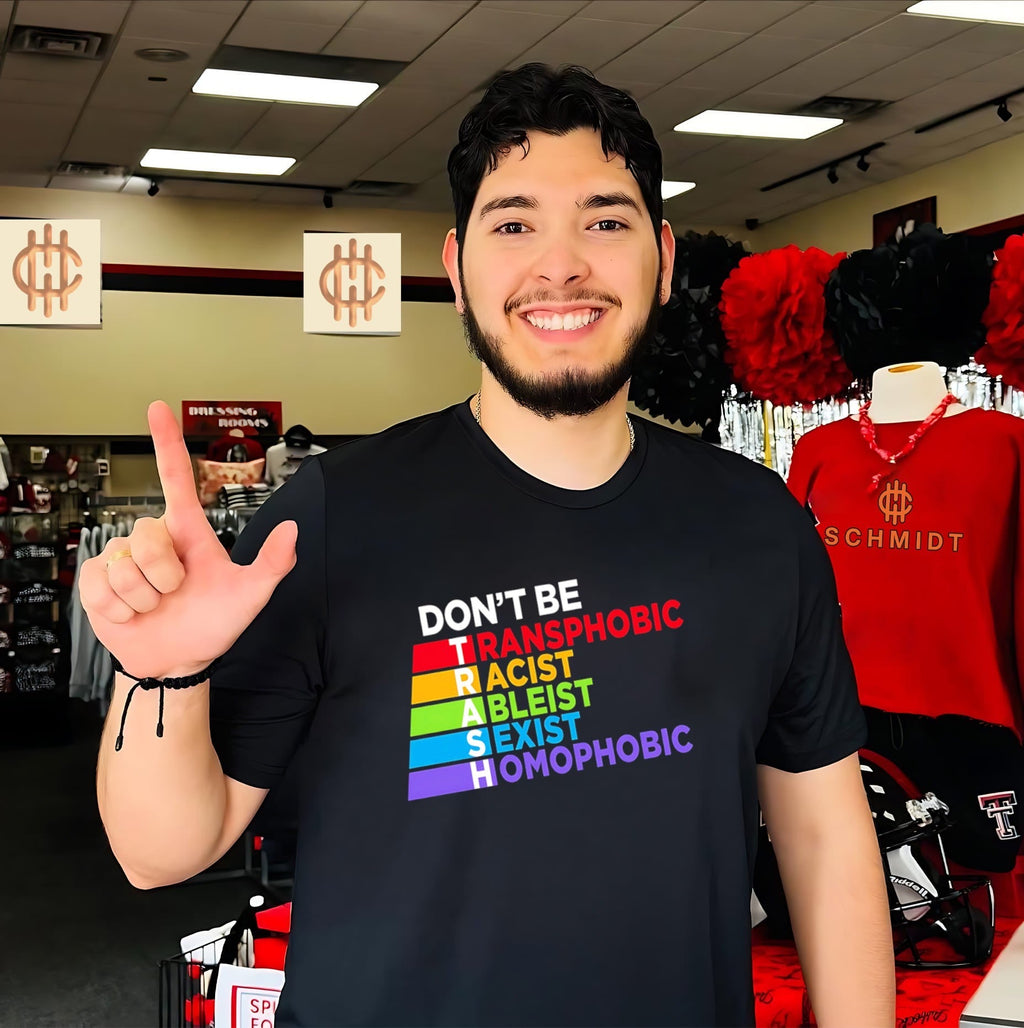 Dont be trash LGBTQ rainbow shirt Unisex T-shirt, Sweatshirt, Hoodie, Long Sleeve Tee - T-Shirt, Sweatshirt, Hoodie