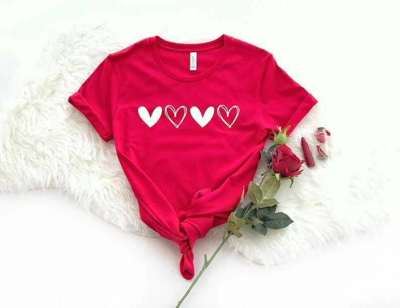 Double Heart Shirt Her Valentines Shirt Heart Shirt Shirt Her Shirts Cute Her Shirt Mom T-Shirts, Hoodie, Sweatshirt - T-Shirt, Sweatshirt, Hoodie