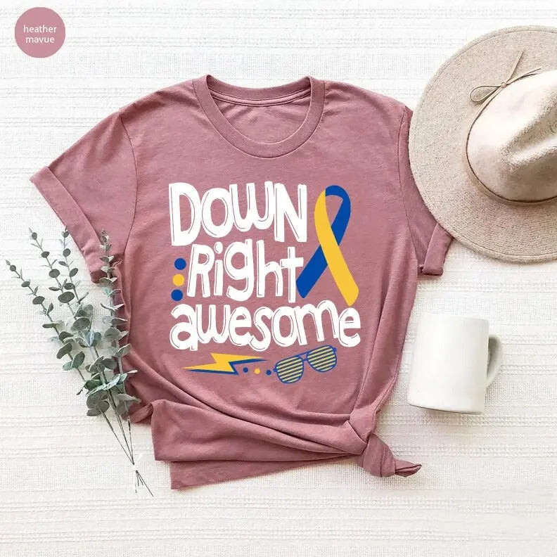Down Syndrome Awareness Shirt 321 Shirt Down Right Awesome World Down Syndrome Day Shirt Sped Teacher Down Syndrome Ribbon Shirt Hoodiestyle{N002}2 T-Shirts, Hoodie, Sweatshirt - T-Shirt, Sweatshirt, Hoodie