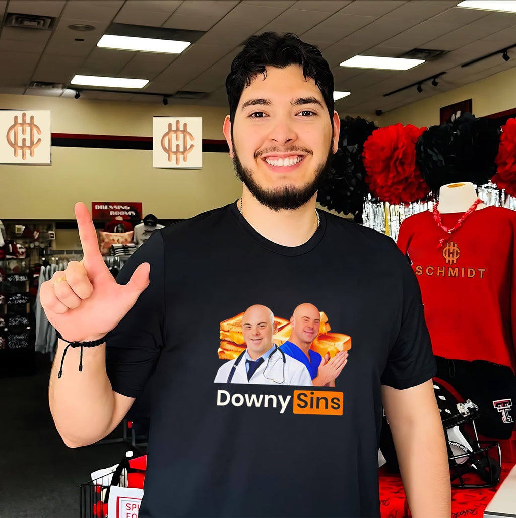 DownySins PornHub Down meme shirt Unisex T-shirt, Sweatshirt, Hoodie, Long Sleeve Tee - T-Shirt, Sweatshirt, Hoodie