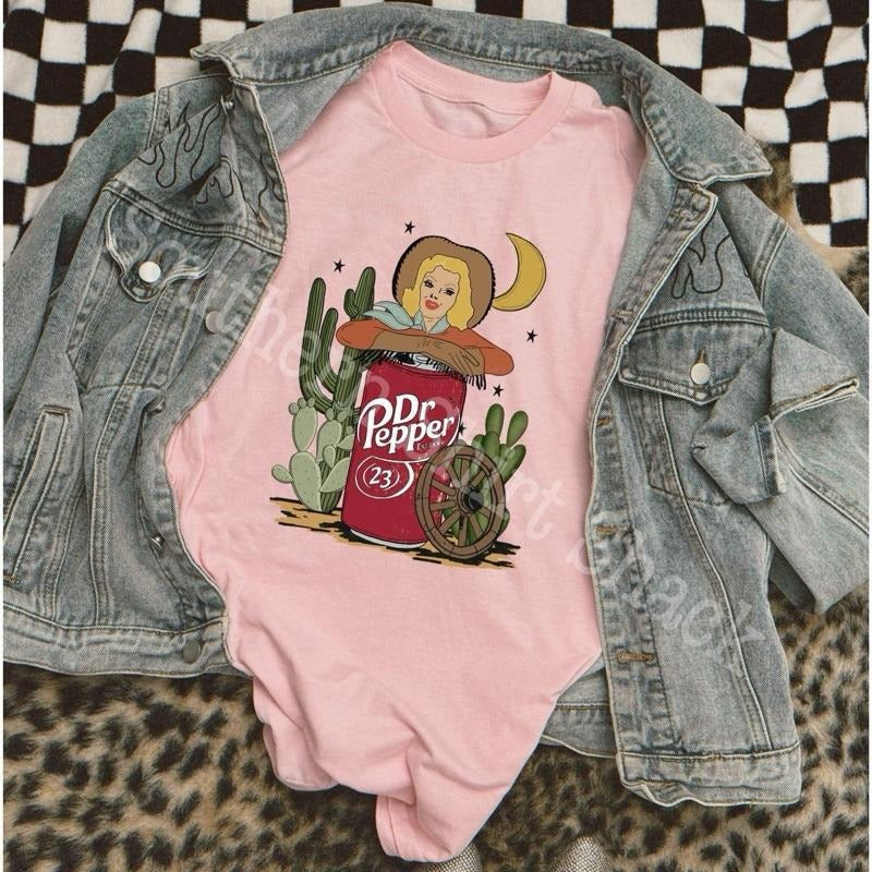Dr Pepper Cowgirl Blossom Comfort Colors Western T-Shirts, Hoodie, Sweatshirt - T-Shirt, Sweatshirt, Hoodie