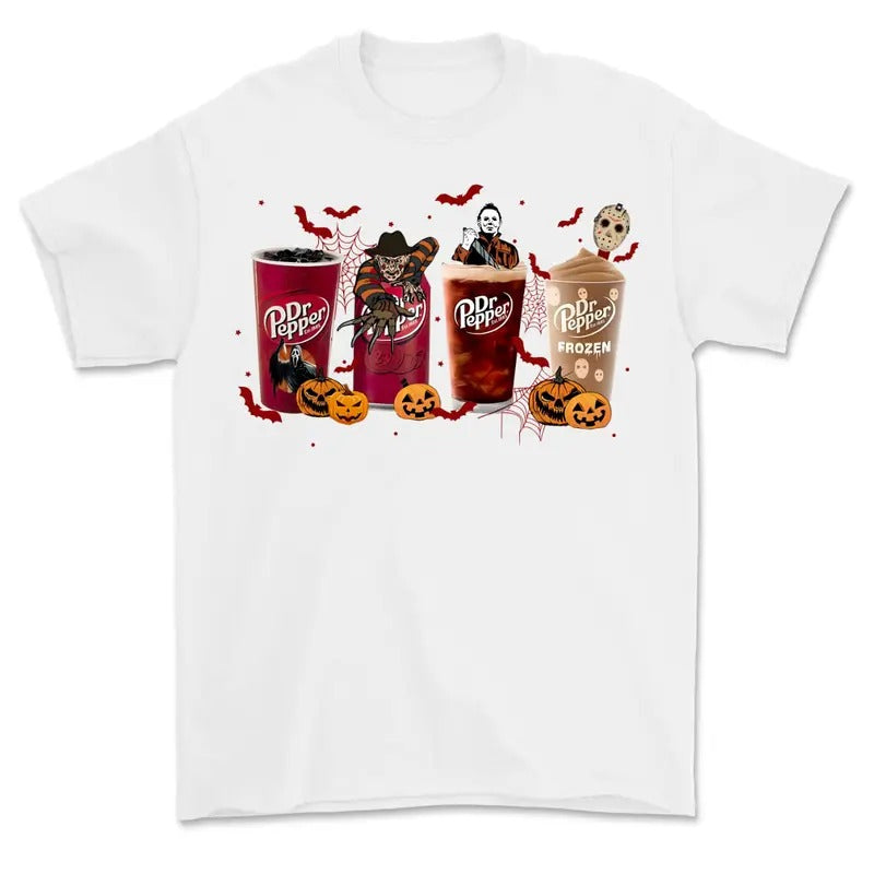Dr Pepper Horror Shirt Horror Movie Characters Halloween Spooky Season T-Shirts, Hoodie, Sweatshirt - T-Shirt, Sweatshirt, Hoodie