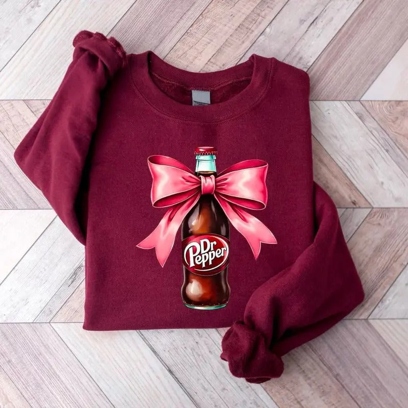 Dr Pepper Pink Bow Coquette Cute Pink Soda Drink Shirt Soda Lover Girly Dr Pepper Lover T-Shirts, Hoodie, Sweatshirt - T-Shirt, Sweatshirt, Hoodie
