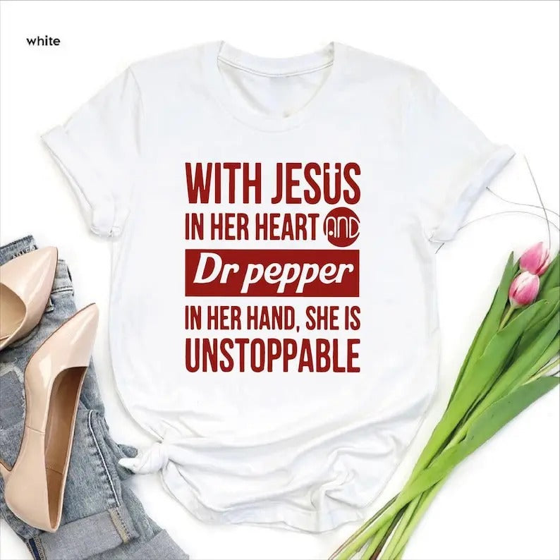 Dr Pepper Shirt Her Dr Pepper Jesus Dr Pepper Lover Shirt Cute Dr Pepper Shirt Jesus Her Heart Soda Lover T-Shirts, Hoodie, Sweatshirt - T-Shirt, Sweatshirt, Hoodie