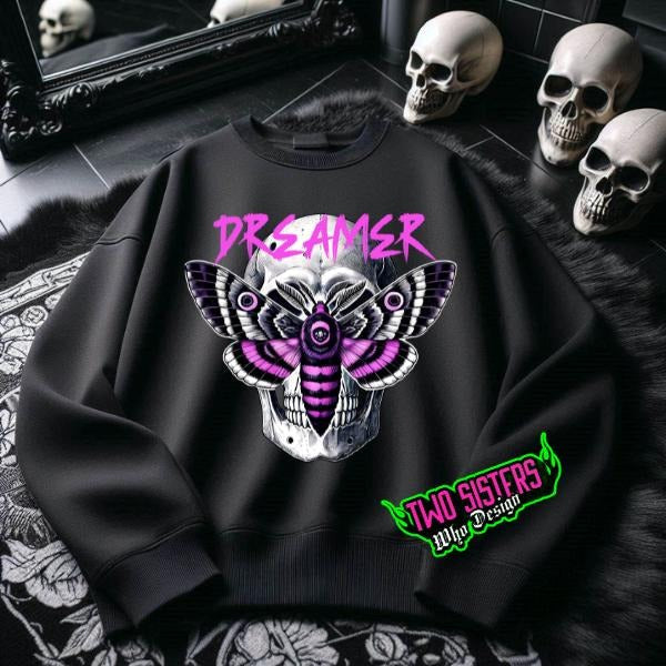 Dreamer Mothman Skull Black Punk Alt Grunge Goth Skeleton T-Shirts, Hoodie, Sweatshirt - T-Shirt, Sweatshirt, Hoodie