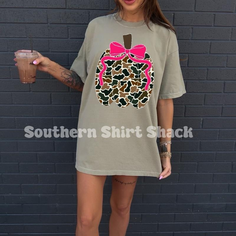 Duck Camo Pumpkin Khaki Comfort Colors Cute Fall Fall T-Shirts, Hoodie, Sweatshirt - T-Shirt, Sweatshirt, Hoodie