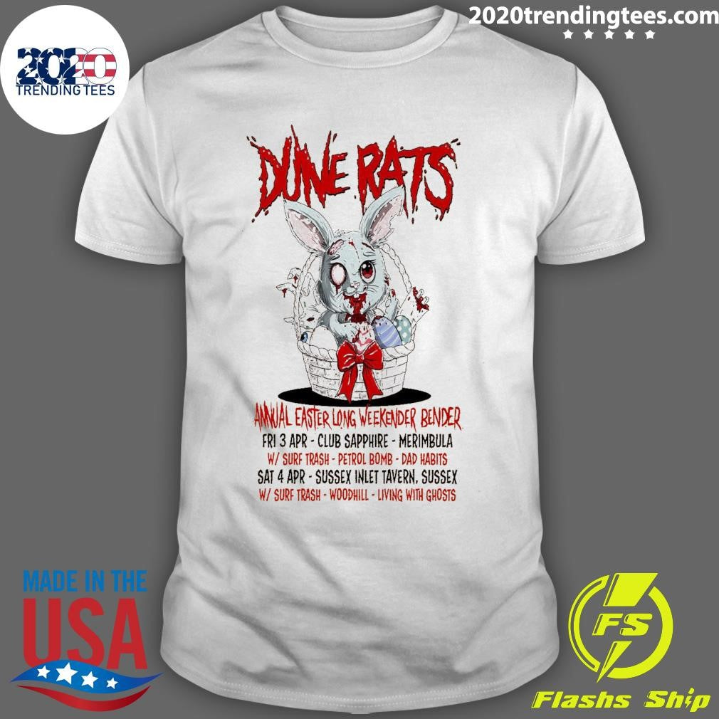 Dune Rats Annual Easter Long Weekend Bender Fri 3 Apr  April 4 2026 Australia Tour Shirt Unisex T-shirt, Sweatshirt, Hoodie, Long Sleeve Tee - T-Shirt, Sweatshirt, Hoodie