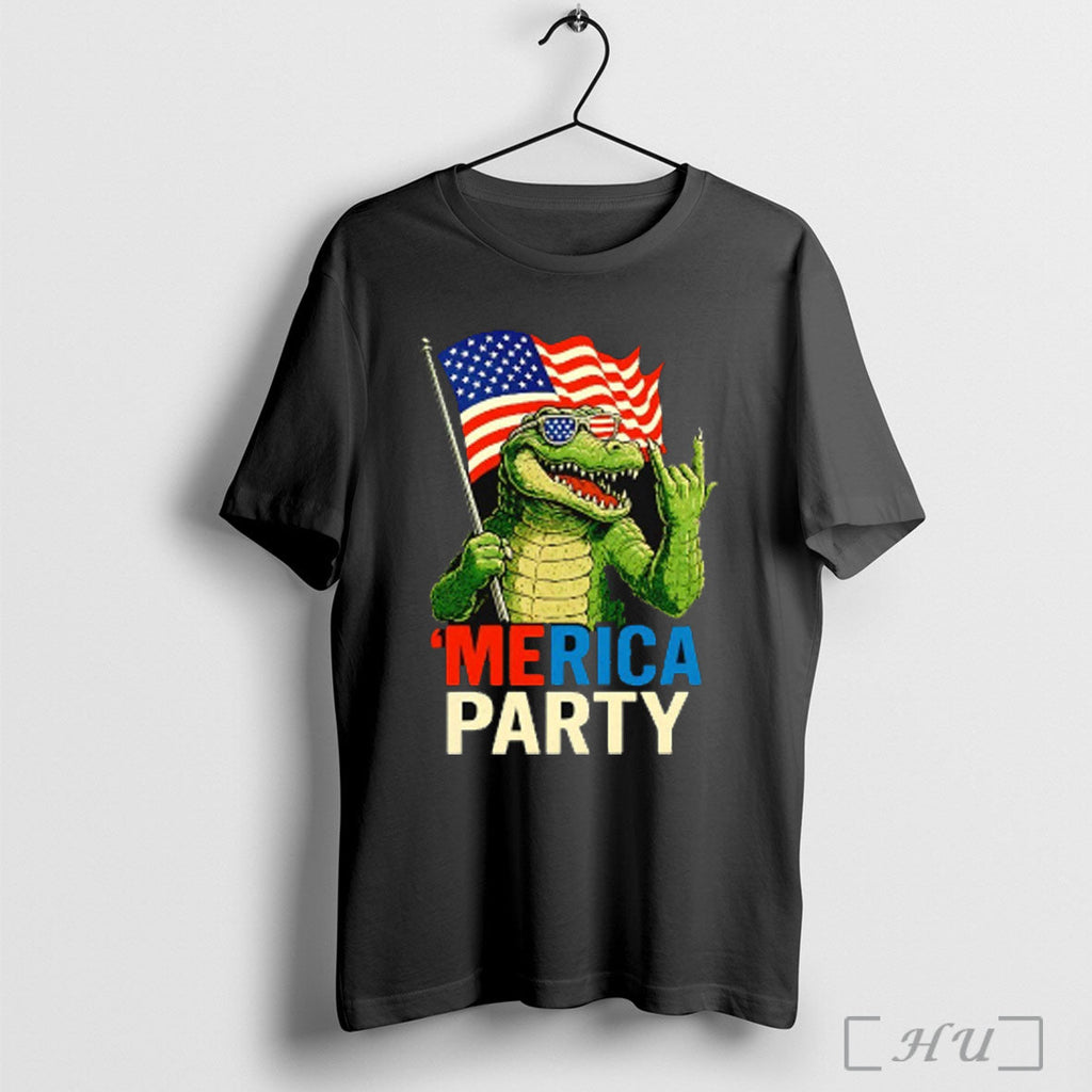 Merica Party Alligator Flag T Shirt Sweatshirt Png Unisex T-shirt, Sweatshirt, Hoodie, Long Sleeve Tee - T-Shirt, Sweatshirt, Hoodie