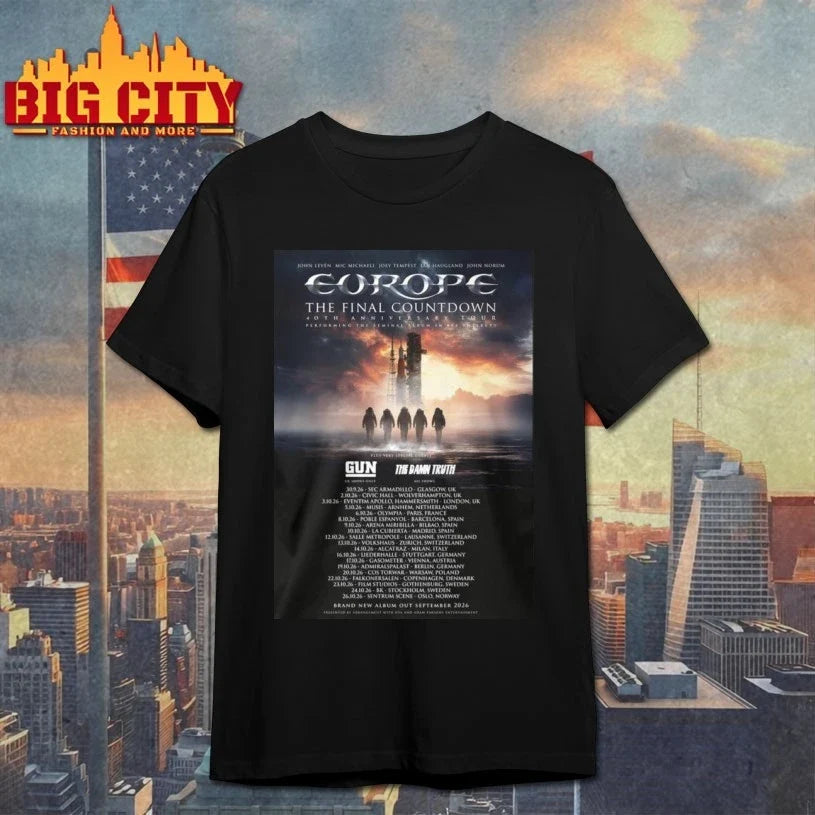 EUROPE The Final Countdown 40th Anniversary Tour 2026 shirt Unisex T-shirt, Sweatshirt, Hoodie, Long Sleeve Tee - T-Shirt, Sweatshirt, Hoodie