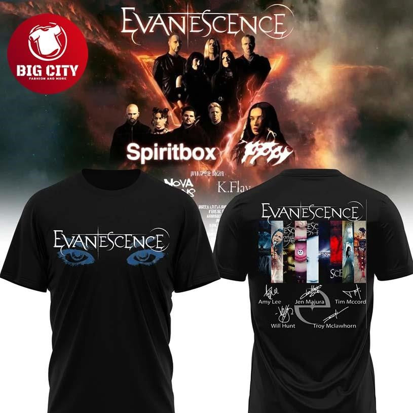 EVANESCENCE US and UK World Tour 2026 Two Sided Shirt Unisex T-shirt, Sweatshirt, Hoodie, Long Sleeve Tee - T-Shirt, Sweatshirt, Hoodie
