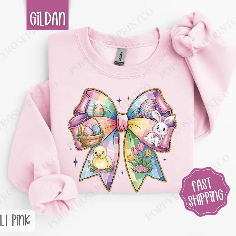 Easter Bow 1 Coquette Easter Religious Her T-Shirts, Hoodie, Sweatshirt - T-Shirt, Sweatshirt, Hoodie