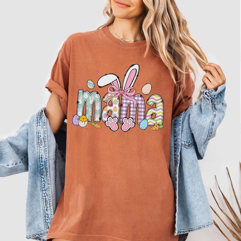 Easter Mama Shirt Cute Bunny Ear Mom Pastel Spring Shirt Moms Easter Mothers Festive Mama Shirt T-Shirts, Hoodie, Sweatshirt - T-Shirt, Sweatshirt, Hoodie