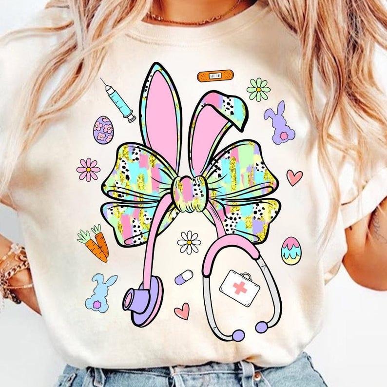 Easter Nurse Coquette Stethoscope Happy Easter Shirt Nurse Easter Brushstroke School Nurse Nurse Easter Bunny Ears T-Shirts, Hoodie, Sweatshirt - T-Shirt, Sweatshirt, Hoodie