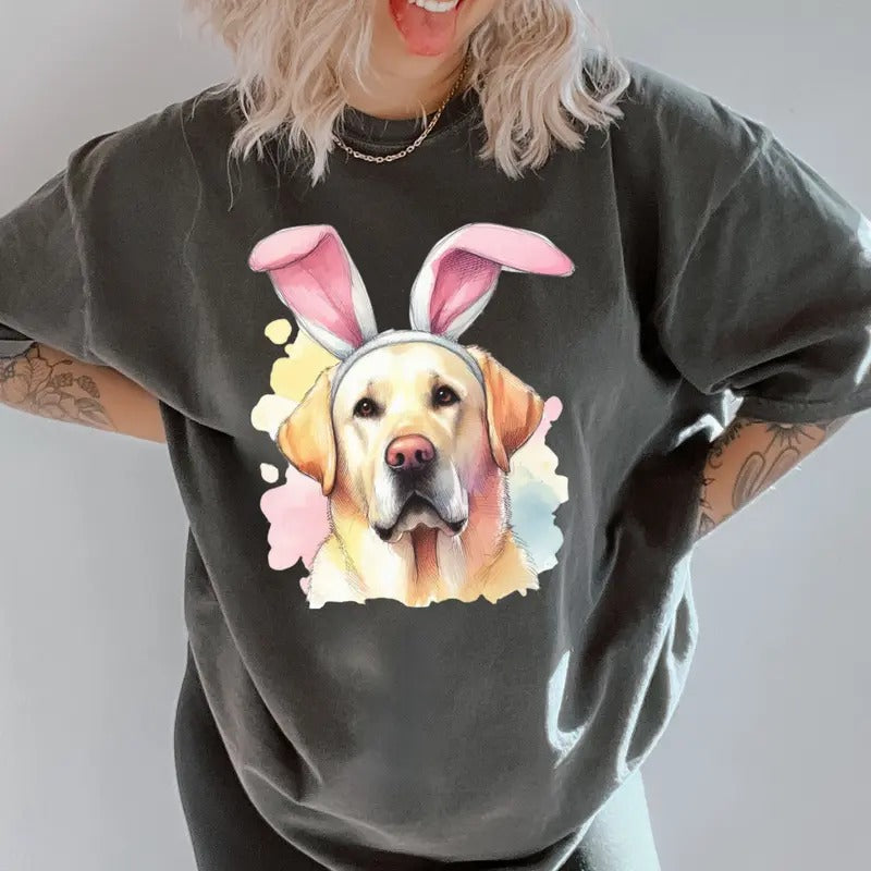 Easter Yellow Lab Shirt ~ Relaxed Fit Printed USA Womenswear Casual Comfort Cotton T-Shirts, Hoodie, Sweatshirt - T-Shirt, Sweatshirt, Hoodie