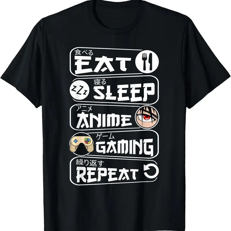 Eat Sleep Anime Gaming Repeat Kawaii Anime Gamer T-Shirts, Hoodie, Sweatshirt - T-Shirt, Sweatshirt, Hoodie