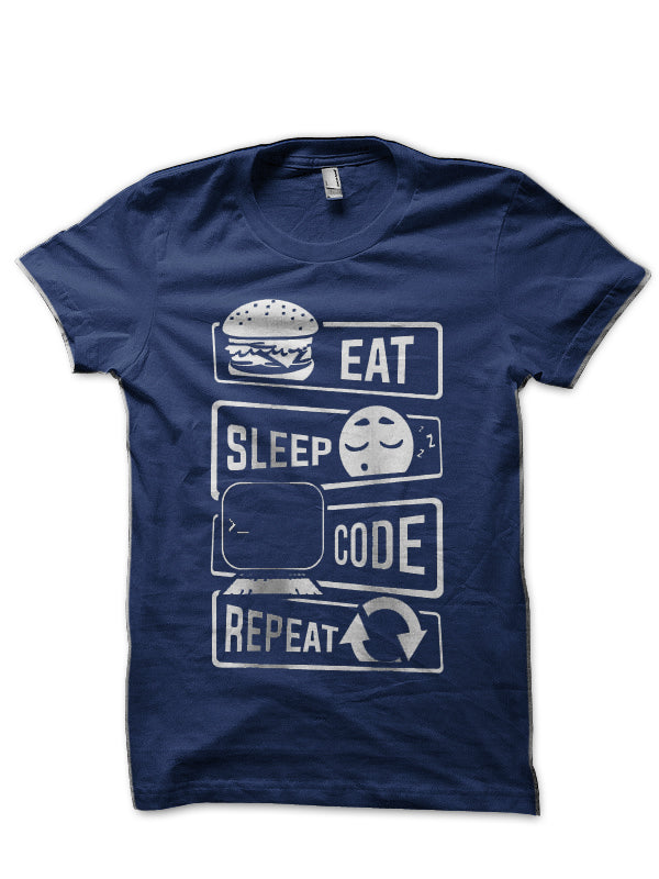 Eat Sleep Code Repeat Navy Blue T-Shirts, Hoodie, Sweatshirt - T-Shirt, Sweatshirt, Hoodie