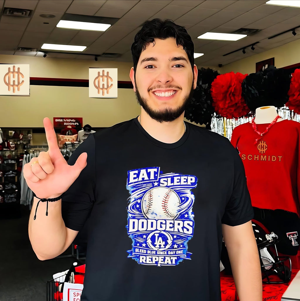 Eat Sleep Dodgers Bleed Blue since Day One Repeat baseball LA team shirt Unisex T-shirt, Sweatshirt, Hoodie, Long Sleeve Tee - T-Shirt, Sweatshirt, Hoodie