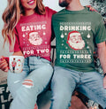 Eating Two Couple Shirt Drinking Two Pregnancy Announcement Shirt Baby Reveal Matching Parents Xmas Pregnant Mom Shirt Parents Be New Mom New Dad Shirt T-Shirts, Hoodie, Sweatshirt - T-Shirt, Sweatshirt, Hoodie