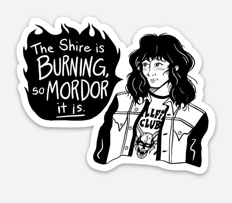 Shire Is Burning Eddie Vinyl Sticker 2.5" X 3" T-Shirts, Hoodie, Sweatshirt - T-Shirt, Sweatshirt, Hoodie