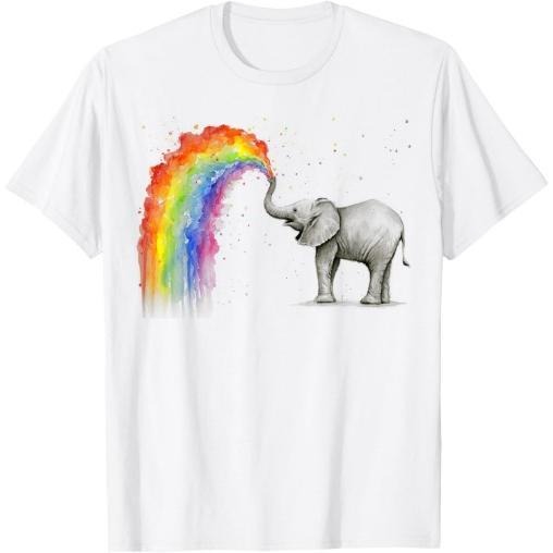 Elephant Spraying Rainbow Baby Elephant Watercolor Made USA T-Shirts, Hoodie, Sweatshirt - T-Shirt, Sweatshirt, Hoodie