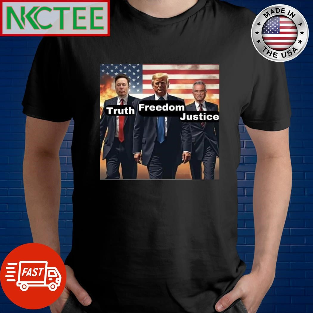 Elon Musk truth Donald Trump freedom Robert F. Kennedy Jr. justice shirt Unisex T-shirt, Sweatshirt, Hoodie, Long Sleeve Tee - T-Shirt, Sweatshirt, Hoodie